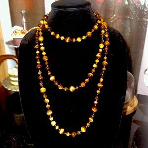Extra long tigers eye rope necklace